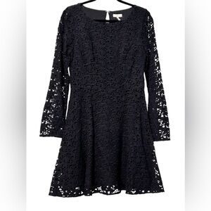 Joie Cotton Lace Palmira midi Dress‎ in Caviar black long sleeve size medium